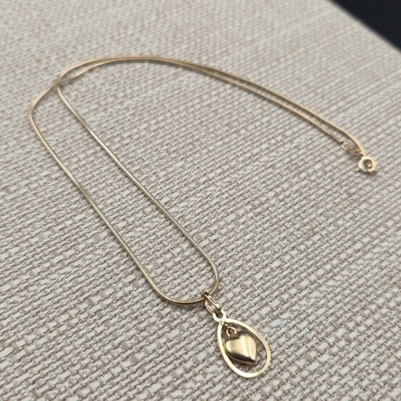 18 Inch Gold Over Sterling Silver Floating Heart Pendant Necklace A6170 - Picture 2 of 8